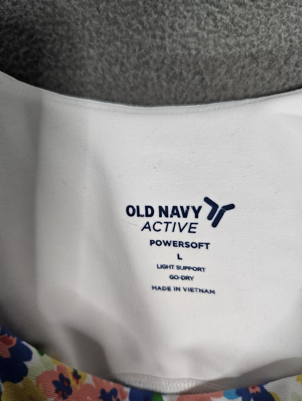 Old Navy Active Powersoft Sports Bra Rainbow Floral Go Dry Crop Tank Large - Picture 4 of 6